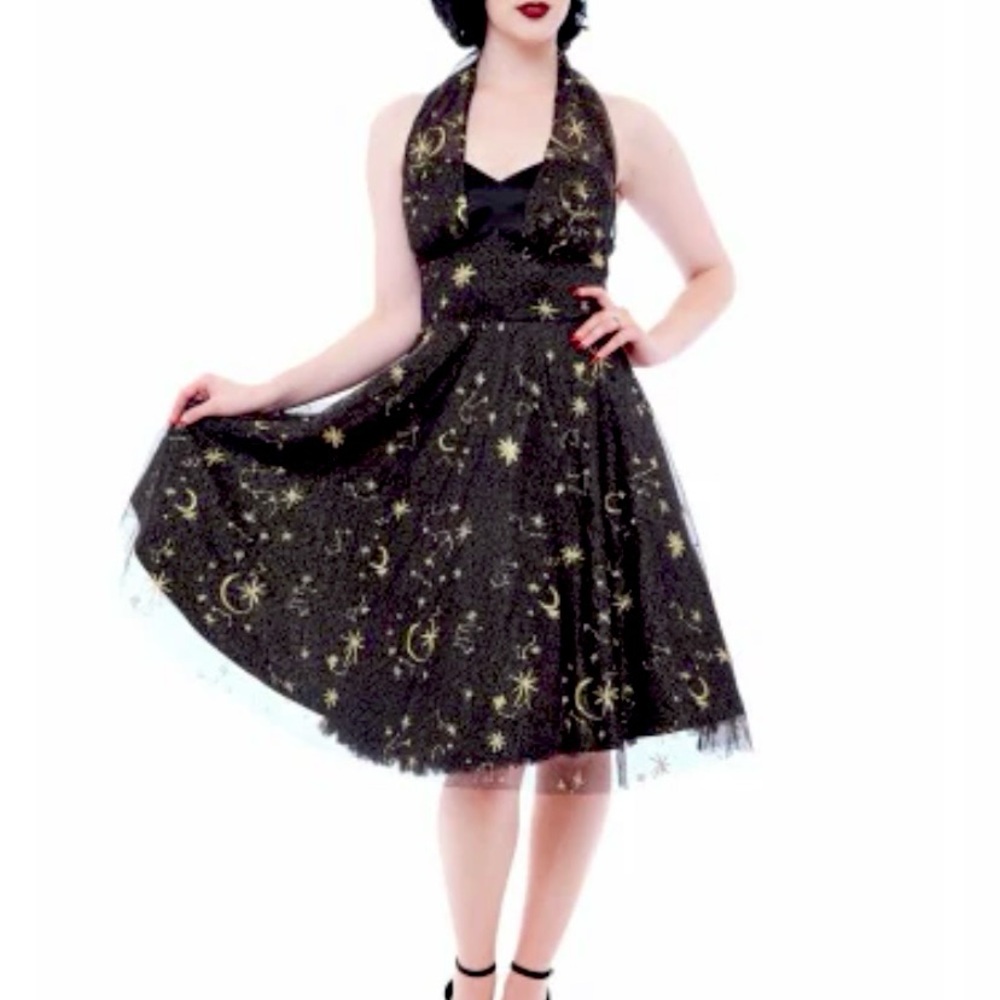 SOLD Rebel Love retro style star & moon halter dress